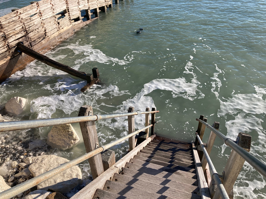 Saturday January 3rd (2026)&nbsp;The Holywell steps half an hour after high tide.