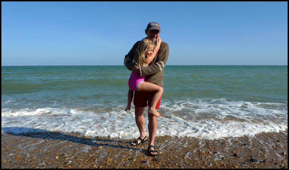 Wednesday September 1st (2010) Adam and Rebecca on the beach at Eastbourne width=