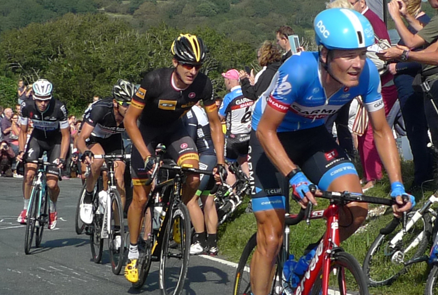 Saturday September 13th (2014) There were five men in the break as they approached Beachy Head. width=