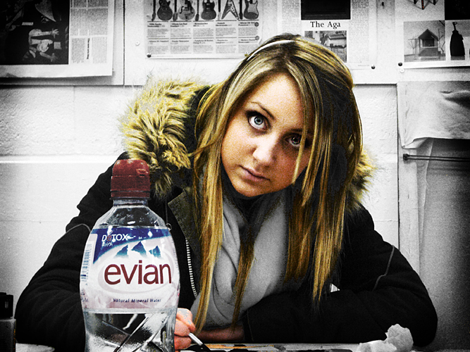Wednesday January 31st (2007) Holly and a bottle of evian width=