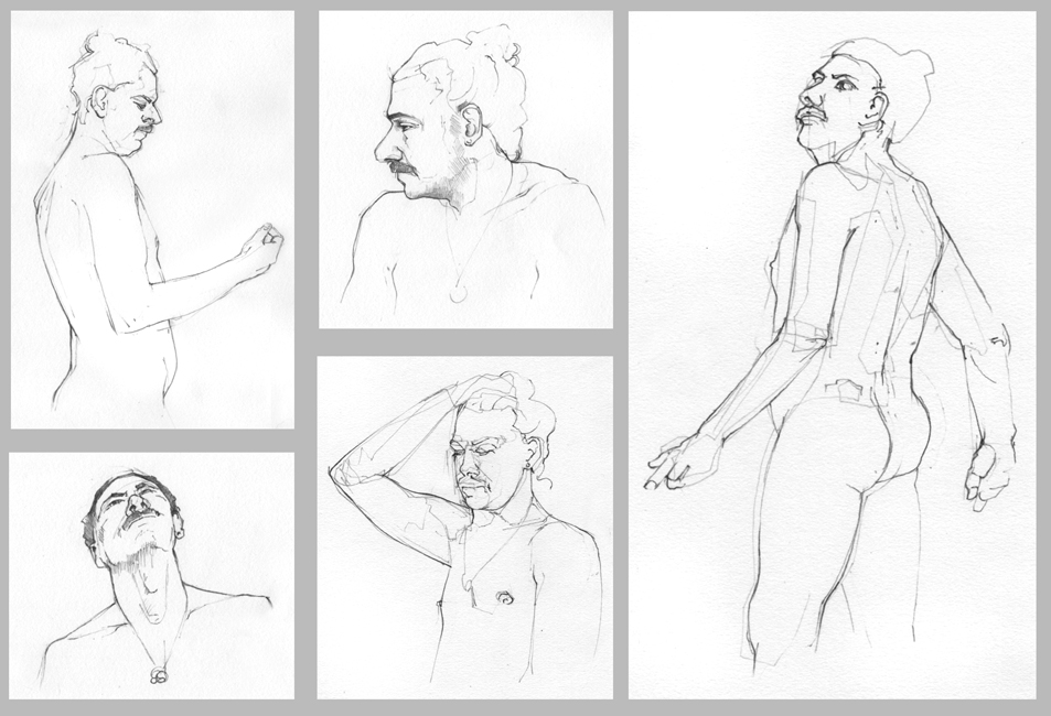 Friday November 26th (2021) Five drawings from a busy session today at All Saints in Lewes. width=