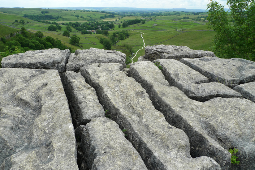 Monday July 7th (2014) The limestone pavement on top of Malham Cove width=