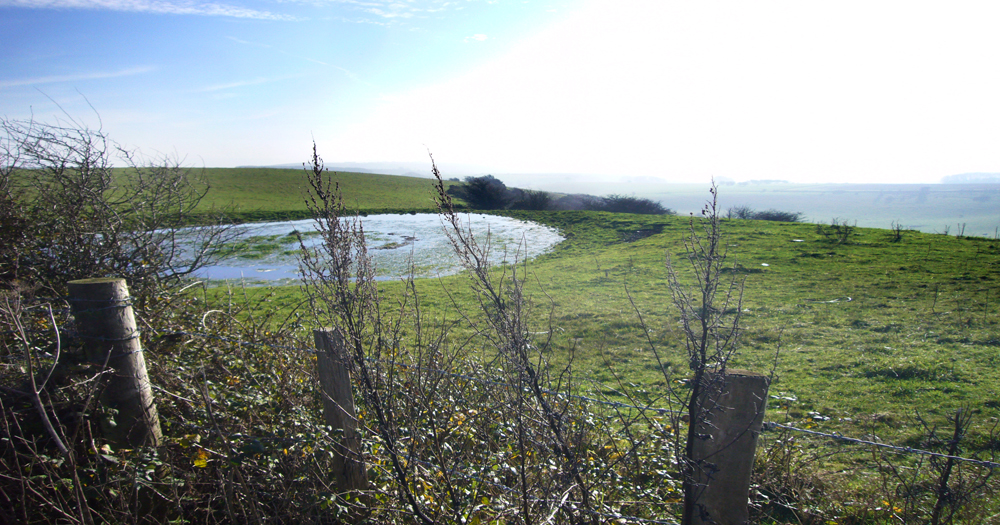 Saturday November 29th (2014) Dew Pond at Ditchling Beacon. width=