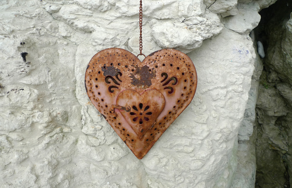 Tuesday November 23rd (2021) Rusting heart at the Holy Well. width=