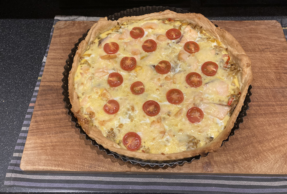 Tuesday January 24th (2023) Poached salmon quiche width=