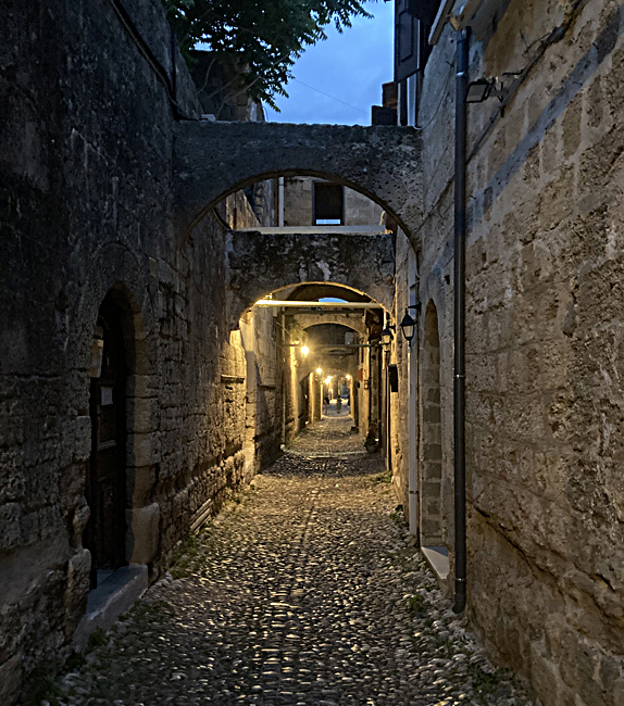 Sunday May 21st (2023) Rhodes old town at dusk. width=