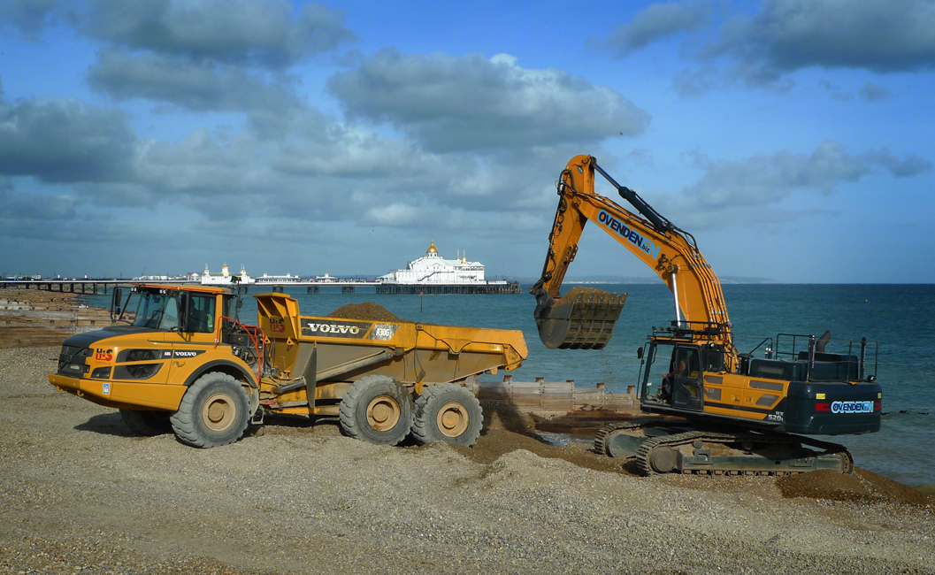Thursday October 12th (2017) They're shifting Eastbourne beach again. width=