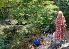 Gail in her tomato decorated dress