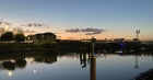 Still waters in Newhaven at dusk
